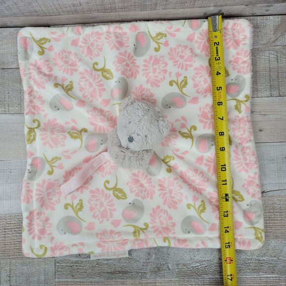 Bear Plush Baby Lovey Pink Floral Blankets & Beyond Security Blanket Paci Strap - Picture 7 of 9